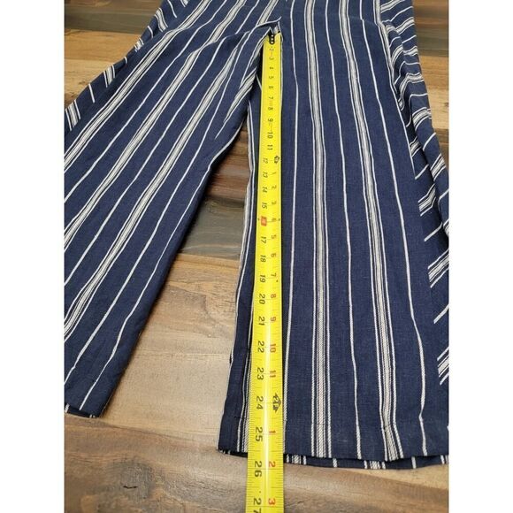 Laundry by Shelli Segal Striped Linen Viscose Sleeveless Jumpsuit Navy Size 8 - Picture 9 of 10
